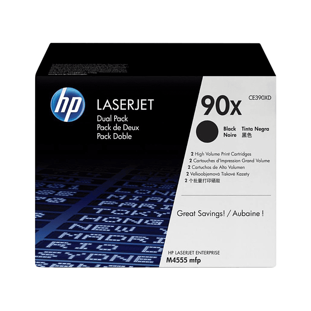 Toner hp laserjet 90x enterprise m4555mfp preto pack de 2 unidades 24000 paginas 2