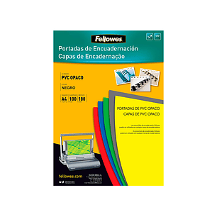 Capa de encadernacao fellowes pvc din a4 opaca preta 180 microns pack de 100 unidades