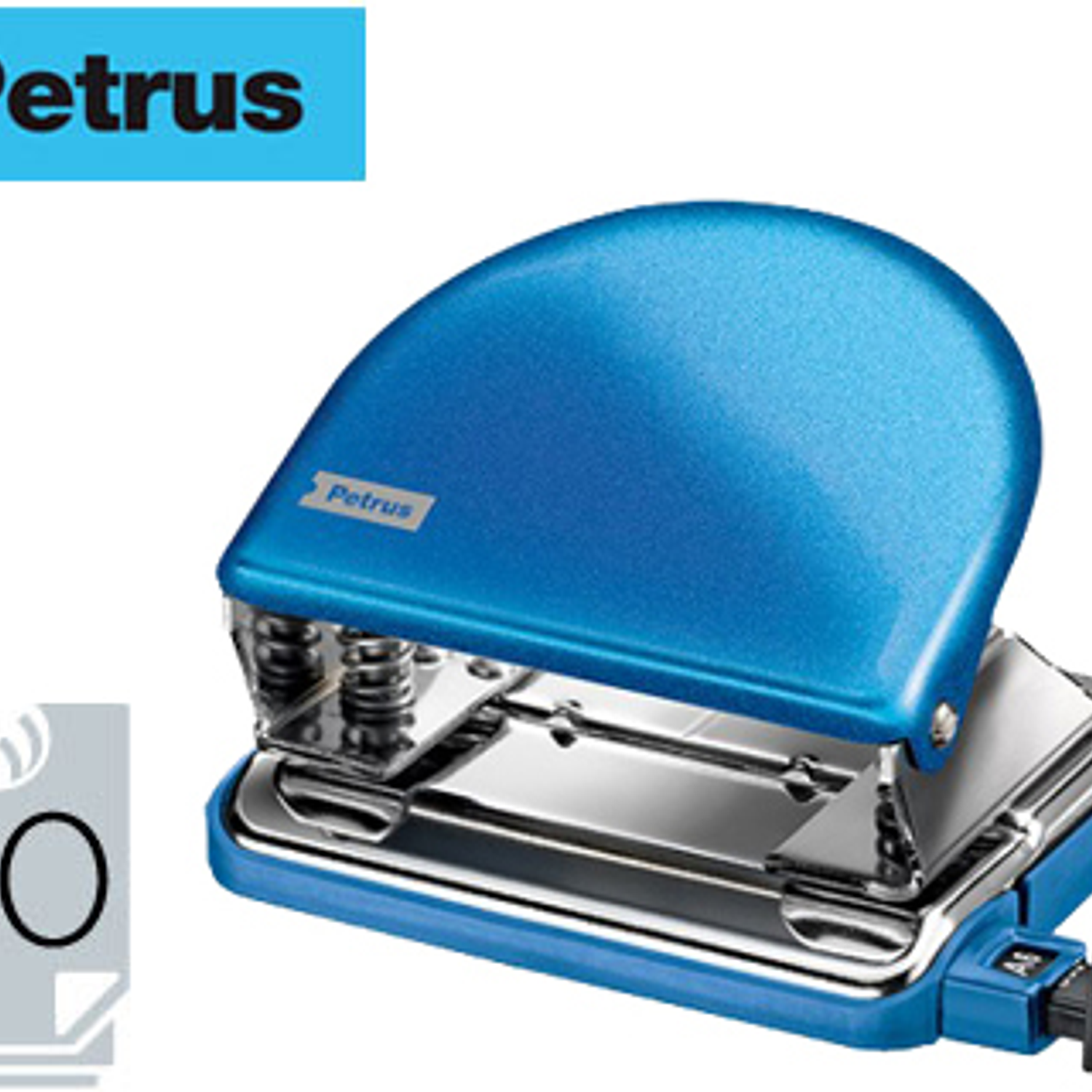 Furador petrus 52 wow azul metalizado capacidade 20 folhas em blister 1