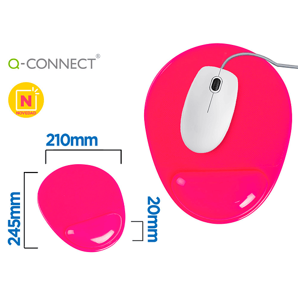 Tapete para rato q-connect com apoio de pulsos de gel e pvc cor rosa 1