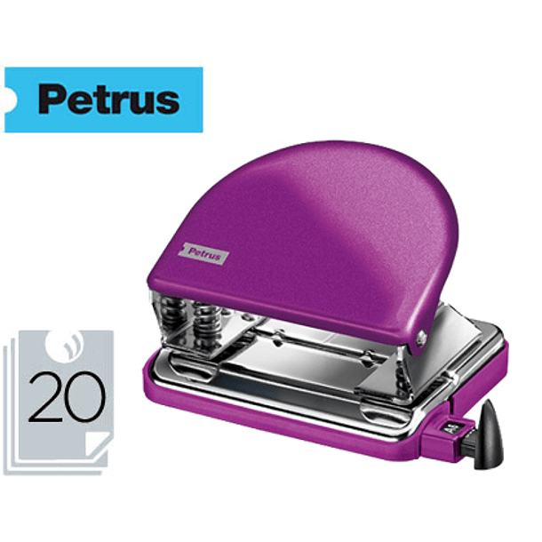 Furador petrus 52 wow violeta metalizado capacidade 20 folhas em blister 1