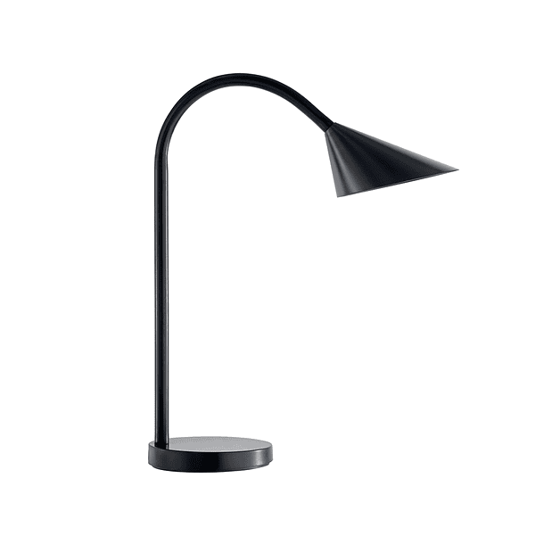 Candeeiro de escritorio unilux sol led 4w braco flexivel abs e metal preto base 14 cm diametro 1