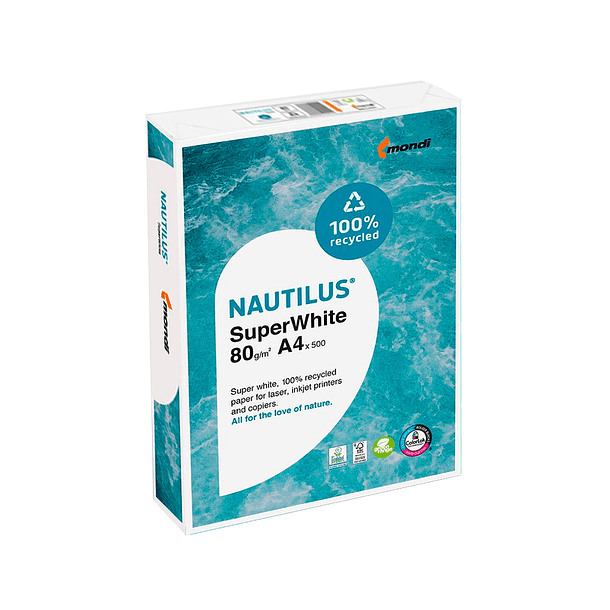 Papel fotocopia nautilus superwhite 100% reciclado din a4 80 gr pack de 500 folhas 3