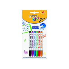 Marcador bic kids velleda para quadro blister de 6 cores sortidas