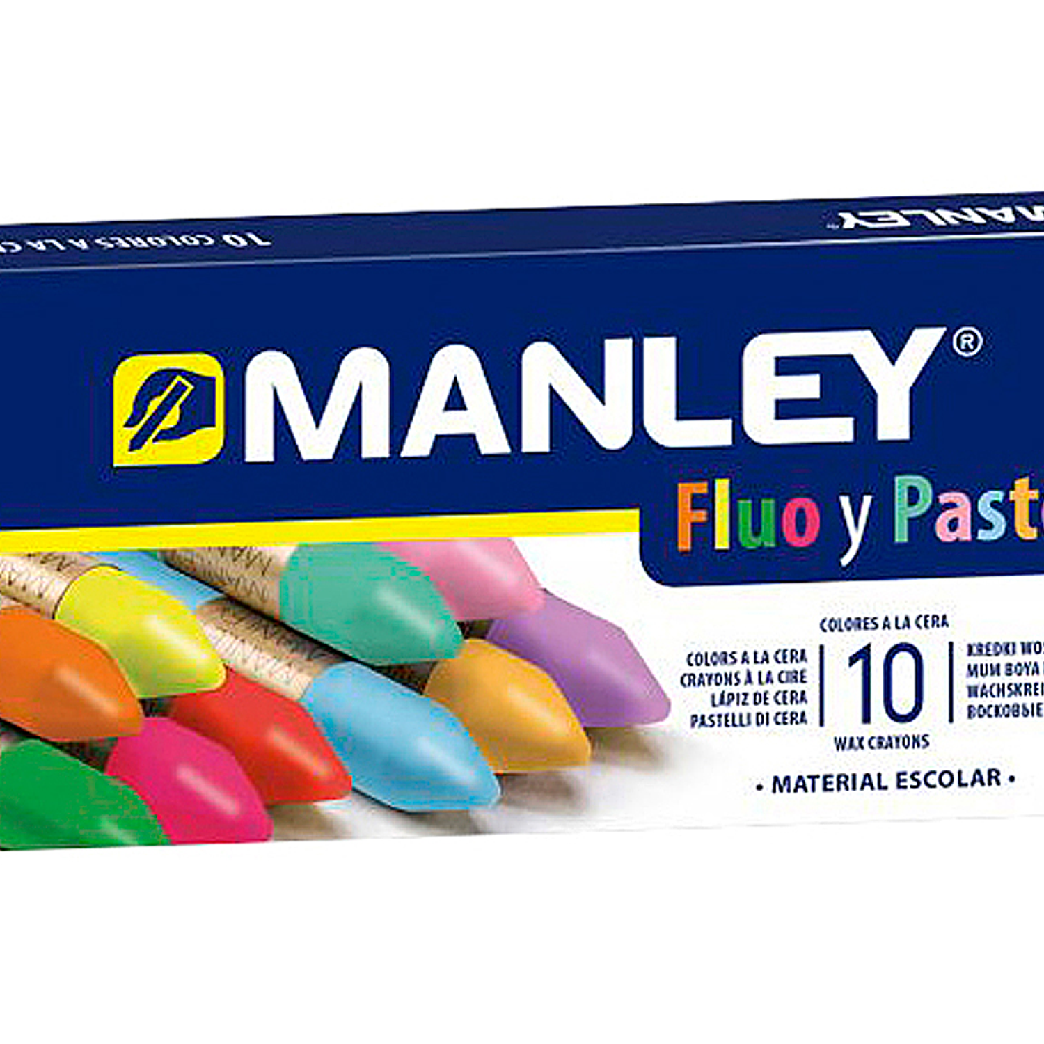 Lapis de cera manley fluor e pastel caixa de 10 cores sortidas 1