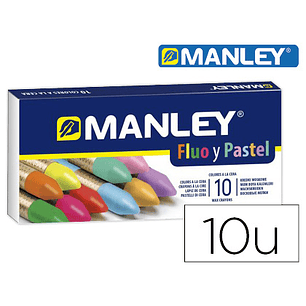 Lapis de cera manley fluor e pastel caixa de 10 cores sortidas