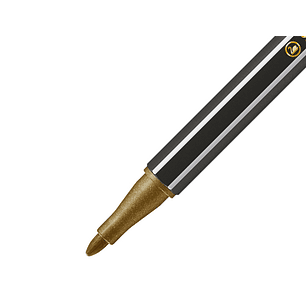 Marcador stabilo aguarelavel pen 68 metalico ouro 1 mm