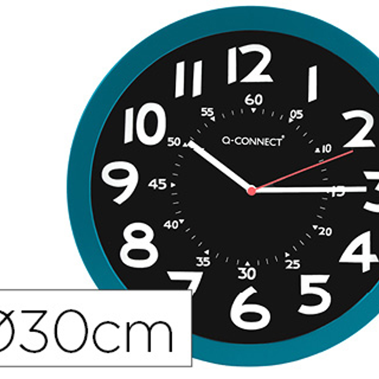 Relogio q-connect de parede plastico de escritorio redondo 30 cm cor azul e preto 2