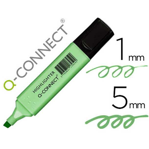 Marcador fluorescente q-connect pastel verde ponta biselada 1