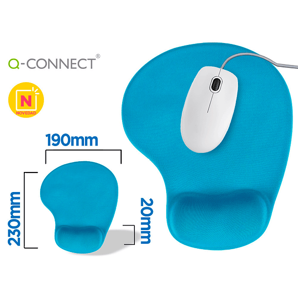 Tapete para rato q-connect com apoio de pulsos de gel cor turquesa 1