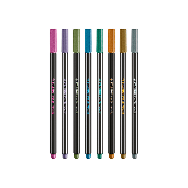 Marcador stabilo aguarelavel pen 68 metalico 1 mm estojo de 8 unidades cores sortidas 2