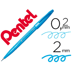 Marcador / pincel pentel touch para caligrafia cor azul ceu