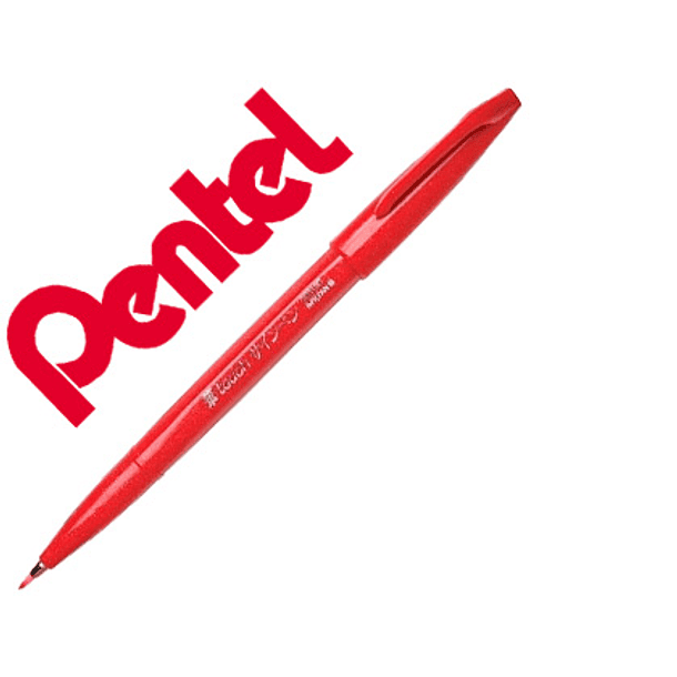 Marcador / pincel pentel touch para caligrafia cor vermelho 1