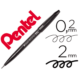 Marcador / pincel pentel touch para caligrafia cor preto