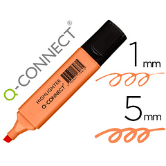 Marcador fluorescente q-connect pastel laranja ponta biselada