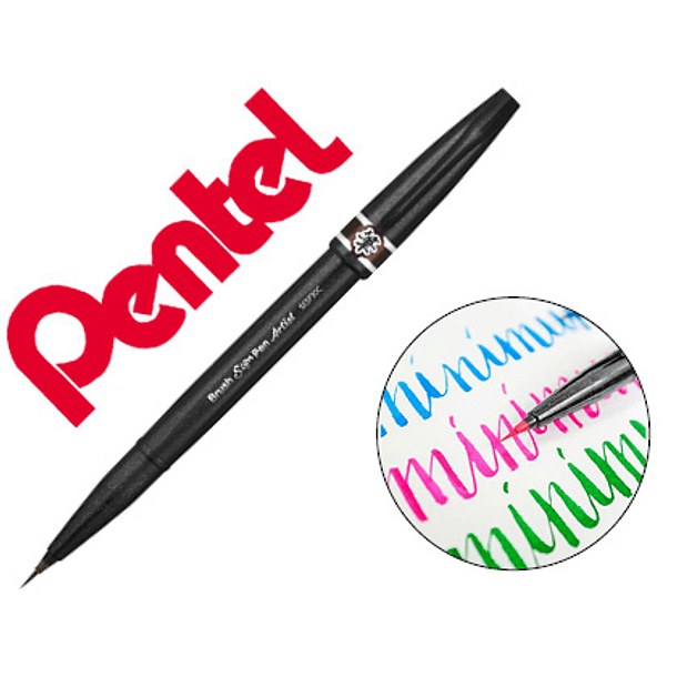 Caneta pincel pentel artist cor castanho 1