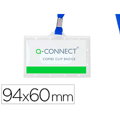 Identificador q-connect kf17112 com cordao plano azul e abertura lateral 94x60 mm