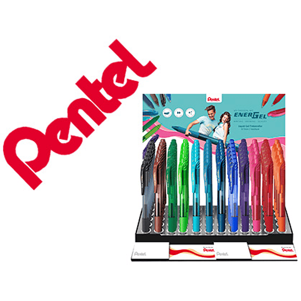 Expositor roller pentel energel bl107 0,7 mm com 6 duzias e 12 cores 1