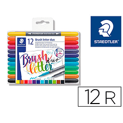 Marcador staedtler 3004 dupla ponta para hand lettering estojo de 12 unidades cores sortidas