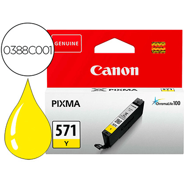 Tinteiro canon cli 571 pixma ts5051 / ts6050 / ts8051 / ts9050 / amarelo 161 paginas 2