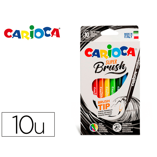 Rotulador carioca super brush caja de 10 unidades colores surtidos 1