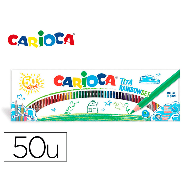 Lapices de colores carioca tita caja de 50 unidades colores surtidos 1