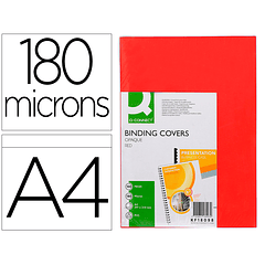 Capa de encadernacao q-connect pvc din a4 opaca vermelho 180 microns pack de 100 unidades