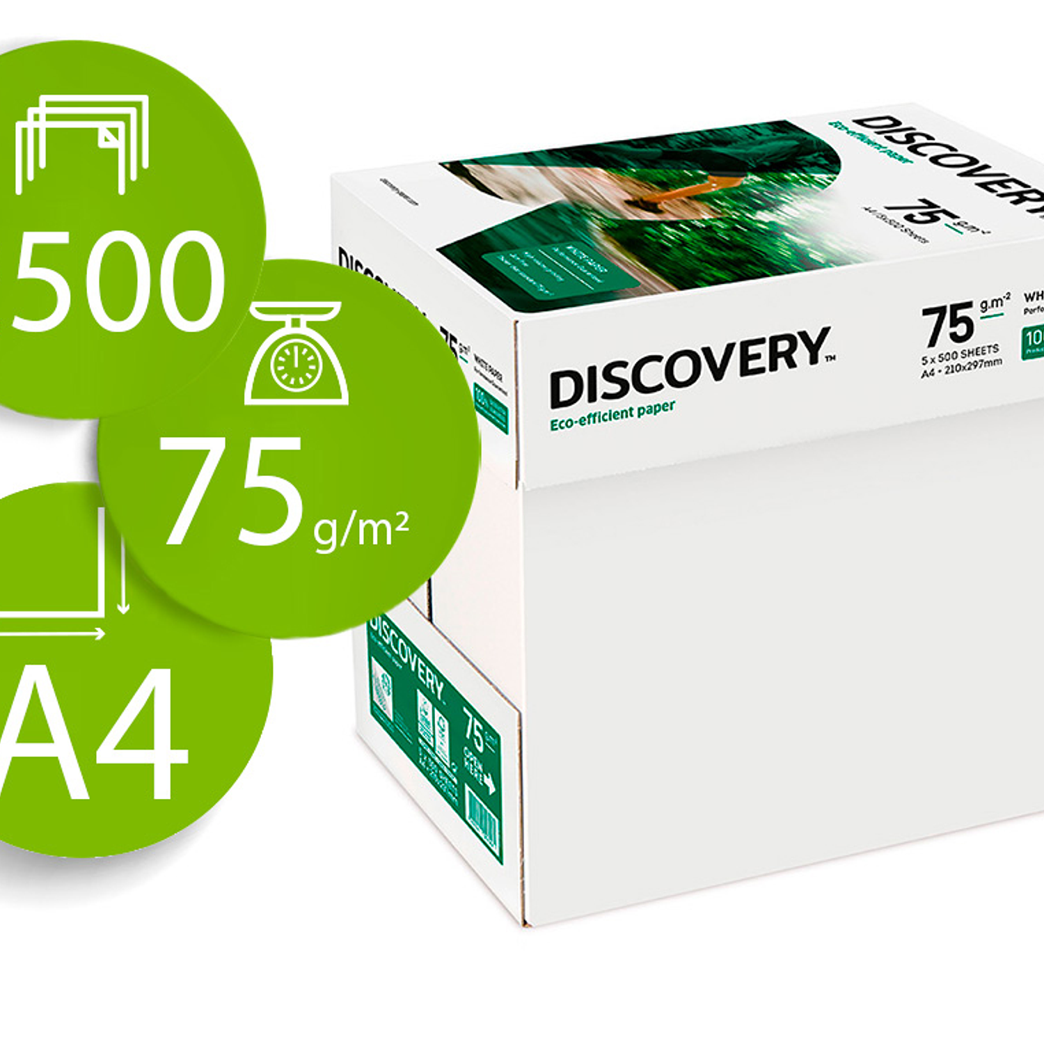 Papel fotocopia discovery fast pack din a4 75 gr papel multiuso tinteiro e laser caixa de 2500 folhas 2