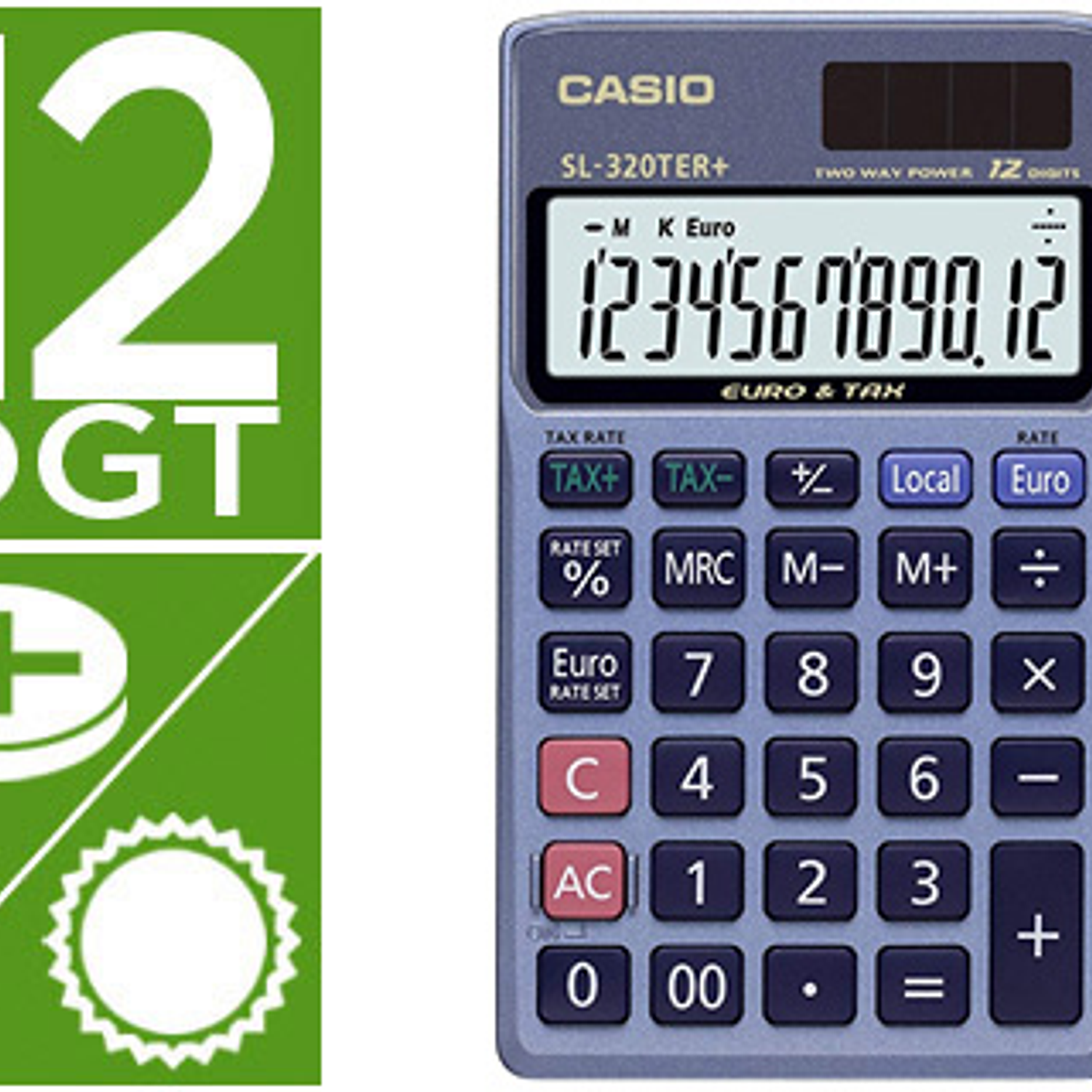 Calculadora casio sl-320ter bolso 12 digitos tax +/- conversao moeda tecla duplo zero cor azul 1