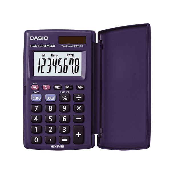 Calculadora casio hs-8ver bolso 8 digitos conversao moeda com capa cor azul 2