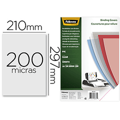 Capa de encadernacao fellowes pvc din a4 transparente 200 microns pack de 100 unidades