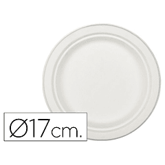 Prato de fibra natural nupik biodegradavel branco 17 cm de diametro apto microondas pack de 50 unidades