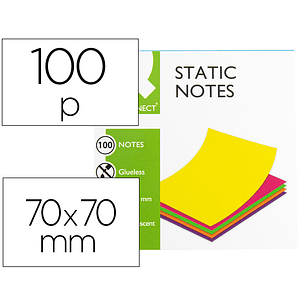 Bloco de notas magneticas q-connect 70x70 mm 100 folhas 5 cores fluorescentes