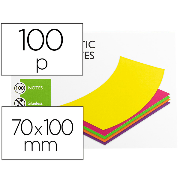 Bloco de notas magneticas q-connect 70x100 mm 100 folhas 5 cores fluorescentes 3