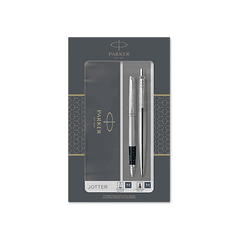 Conjunto parker duo jotter aço ct esferografica + caneta