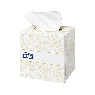 Lencos de papel tork extra suaves 2 folhas 20,9x20 cm caixa cubo de 100 unidades