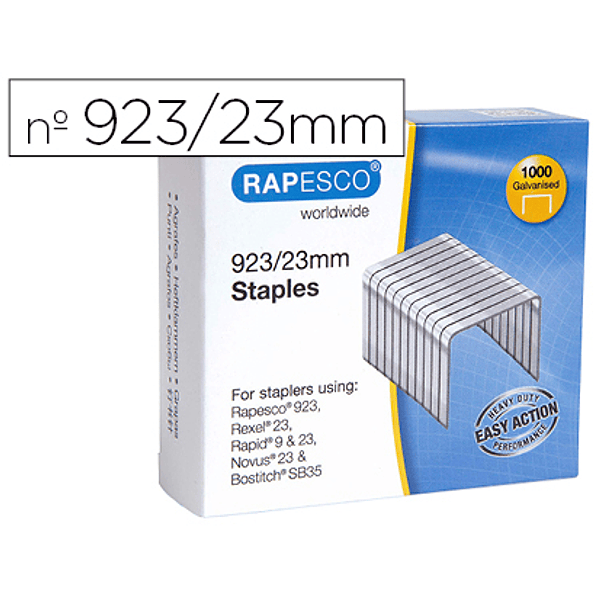 Agrafes rapesco galvanizada 923/23 caixa de 1000 unidades 1