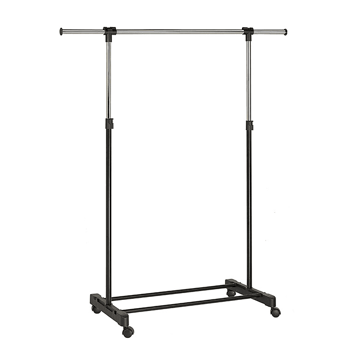 Cabide unilux extensivel com 4 rodas giratorias ajustavel altura preto/cromado 80/150x102/166x42 cm 1