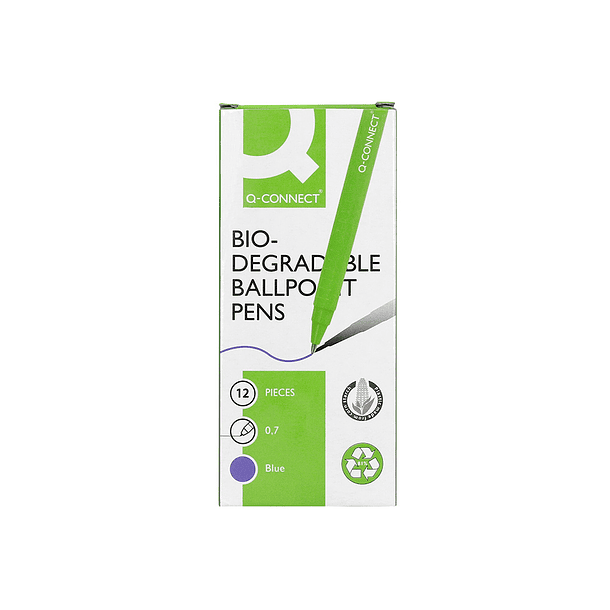 Esferografica q-connect retratil kf14625 biodegradavel verde tinta azul 8