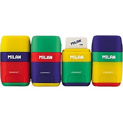 Apara lapis milan plastico 2 usos com borracha compact mix