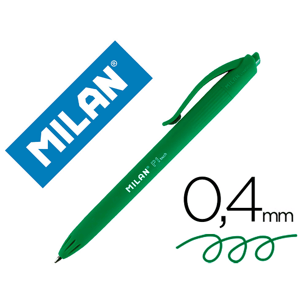 Esferografica milan p1 retratil 1 mm touch verde 2