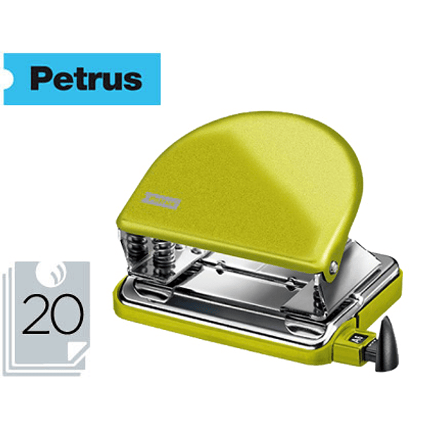 Furador petrus 52 wow verde metalizado capacidade 20 folhas em blister 1