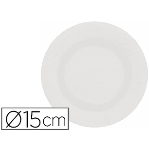 Prato papel reciclavel branco 15 cm pack 100 unidades