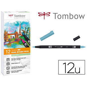 Marcador tombow aguarelavel dupla ponta pincel cores pastel estojo de 12 unidades cores sortidas