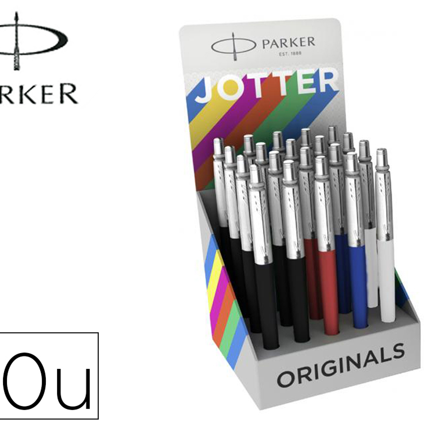 Expositor parker jotter originals 20 esferograficas 4 cores classicas sortidas 3