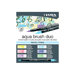 Marcador lyra aqua brush aguarelavel dupla ponta e pincel tons pastel blister de 6 unidades sortidas