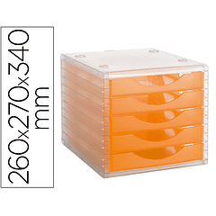 Bloco de secretaria archivo 2000 empilhavel 5 gavetas laranja translucido 260x270x340 mm