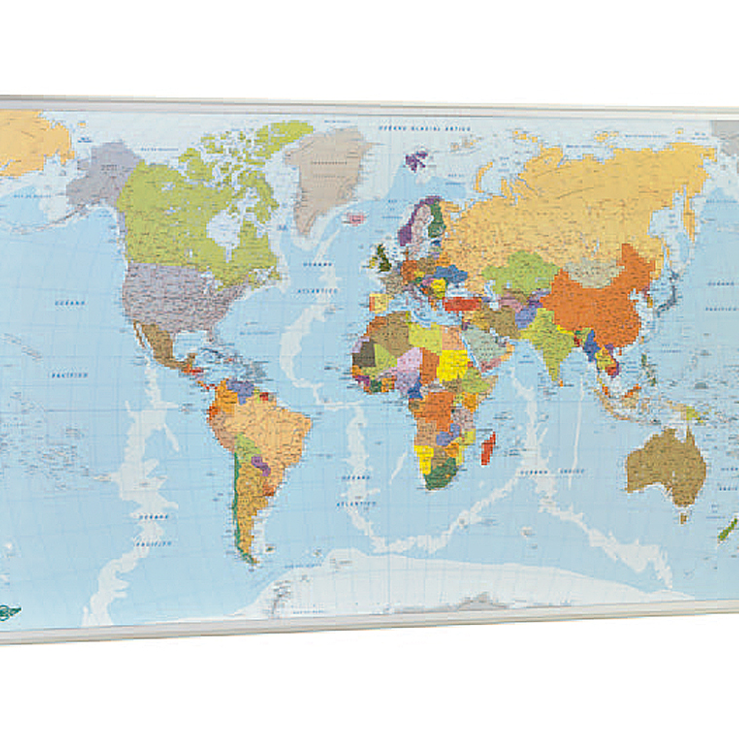 Mapa parede faibo planisfero politico magnetico moldura de aluminio com cantos de protecao 84x140 cm 2