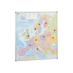 Mapa parede faibo europa politico magnetico moldura de aluminio com cantos de protecao 101x113 cm