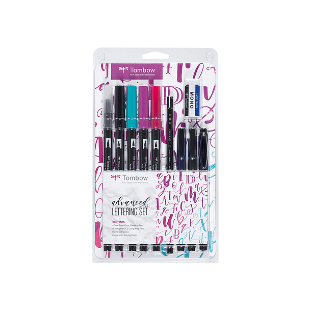 Conjunto lettering tombow advanced 10 pecas 1